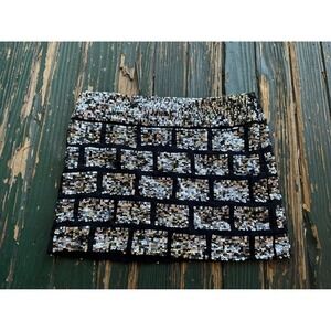 Lux Urban Outfitters Sequin Mini Skirt Silver Gold Block Pattern Size 6